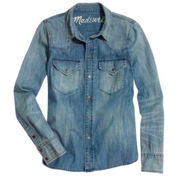Madewell Snap Button Down‎ Western Denim Shirt - Picture 4 of 12